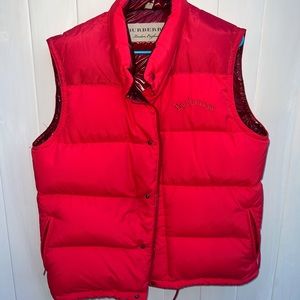 Red Burberry puffer bubble vest